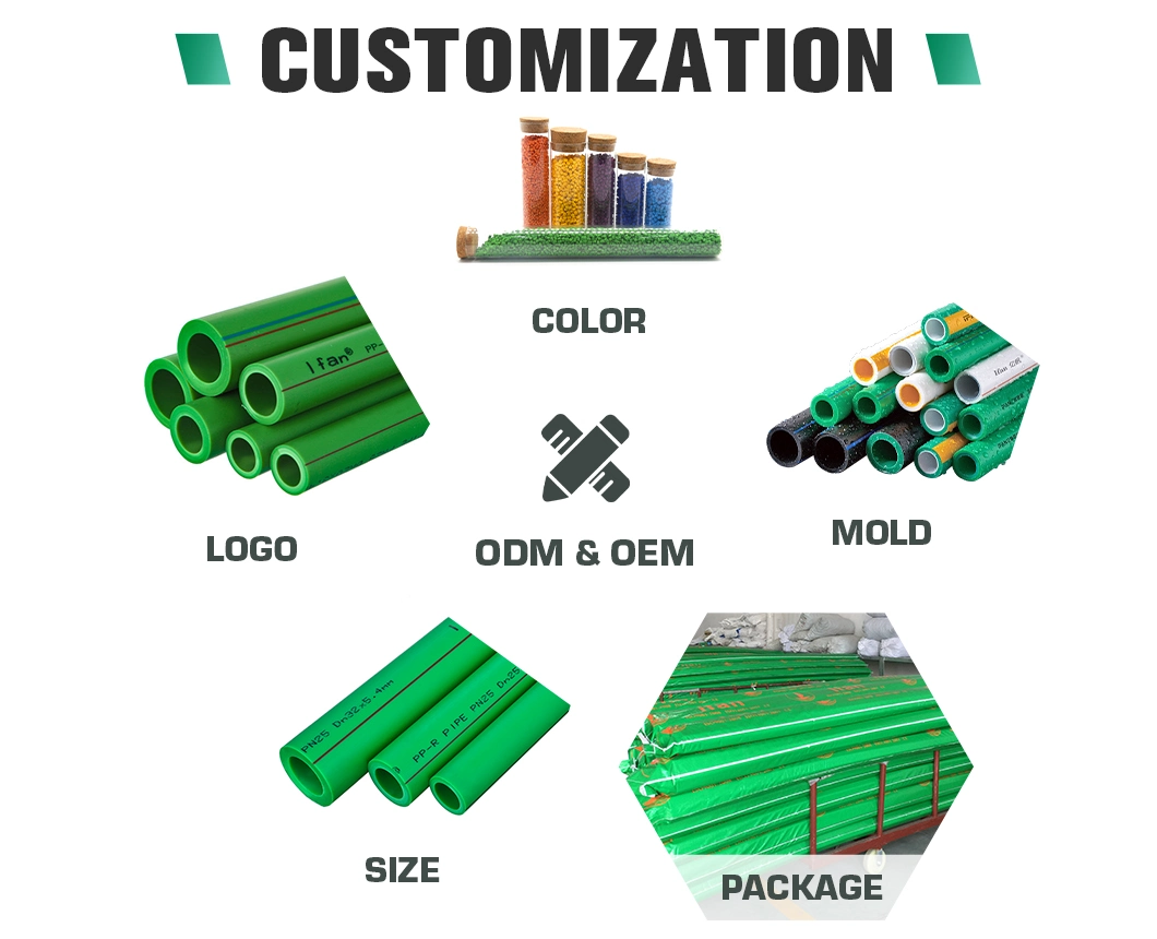 Ifan Piping Systems High Pressure Pn25 Green 20-160mm Pure Plastic PPR Pipe