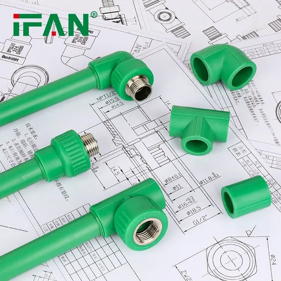 Raccords de tuyauterie PPR de couleur verte avec coude à filetage mâle à 90 degrés